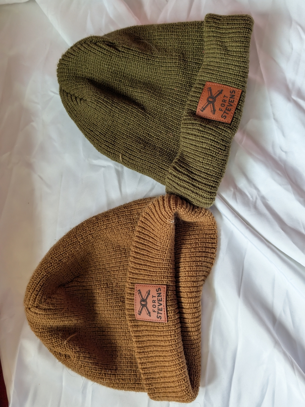 Kids Knit Beanie - Olive Green and Brown
